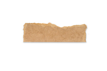 Recycled paper craft stick on a white background. Brown paper torn or ripped pieces of paper isolated on white background with clipping path.