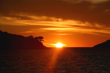 Fototapeta na wymiar Beautiful sunset on island Lastovo, Croatia.