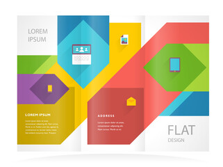 brochure design template flat colored trifold