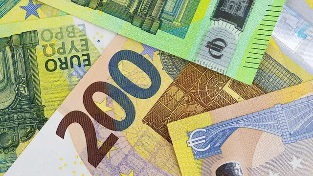 Banknotes. USA Dollars, European currency in stop motion. Euro money and one hundred dollars banknotes seamlessly loop footage.
