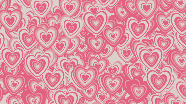 Multicolored Heart pattern background. Valentine Wallpaper with Pink, White and Red love hearts.