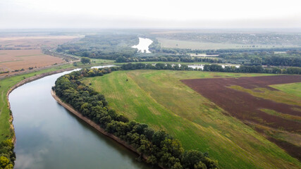 Aerial drone view of nature in Moldova