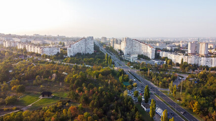 Fototapeta na wymiar Aerial drone view of Chisinau, Moldova