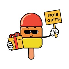 cute ice cream cartoon mascot character