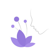 Naklejka premium Vector illustration EPS10, Silhouette of a girl, and a plant