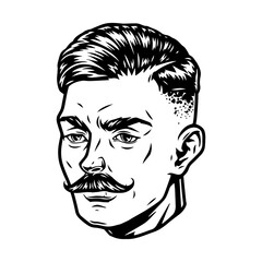 Vintage concept of stylish guy head