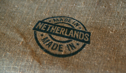 Fototapeta na wymiar Made in Netherlands stamp and stamping