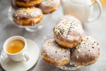 Gourmet Homemade Polish Paczki Donuts with coffee