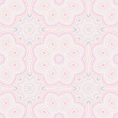 Arabic traditional mosaic vector seamless pattern. Fabric patchwork design. Vintage tunisian ornament. Floor print design. Flower and leaves composition.