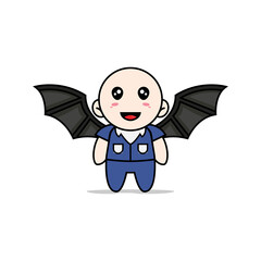 Cute men character wearing bat costume.