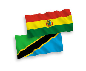 Flags of Bolivia and Tanzania on a white background