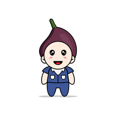 Cute men character wearing fig costume.