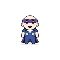 Cute men character wearing superhero costume.