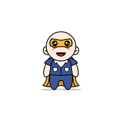 Cute men character wearing superhero costume.