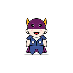Cute men character wearing superhero costume.