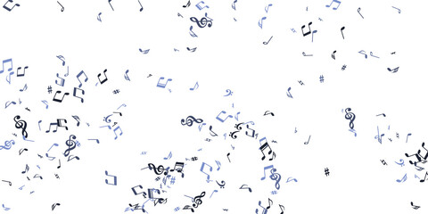 Musical notes flying vector pattern. Melody