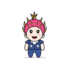 Cute men character wearing Dragon fruit costume.