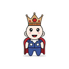 Cute men character wearing king costume.