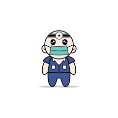 Cute men character wearing doctor costume.