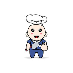 Cute men character wearing chef costume.