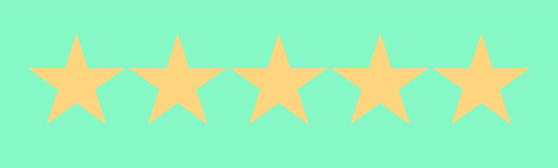 Vector golden isolated five stars. Customer feedback concept. Vector 5 stars rating review.