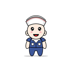 Cute men character wearing nanny costume.