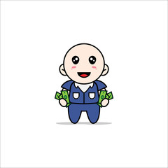 Cute men character holding a money.