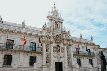 Baroque facade of the University of Valladolid, Spain