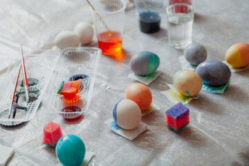 Easter eggs are ready after dyeing at home