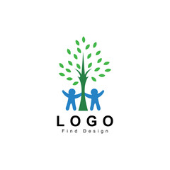 tree logo, peoples under the tree design and template