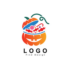 halloween logo, pumpkin character design