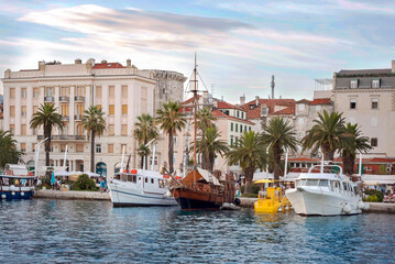 View of the port and old town in Split, Croatia