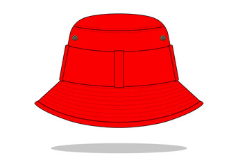 Fototapeta premium Red Bucket Hat Template Vector On White Background