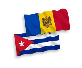 Fototapeta premium Flags of Moldova and Cuba on a white background