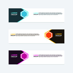 abstract geometric web design banner template isolated on dark grey background