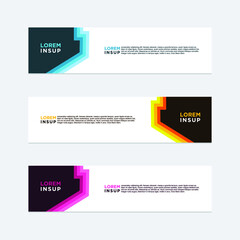 abstract geometric web design banner template isolated on dark grey background
