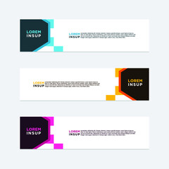 abstract geometric web design banner template isolated on dark grey background