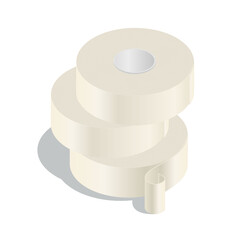 Isometric vector illustration masking tape rolls isolated on white background. Realistic insulation duct tape roll icon in flat cartoon style. Duct roll adhesive tape for packaging, repair, renovation