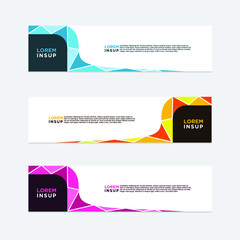abstract geometric web design banner template isolated on dark grey background