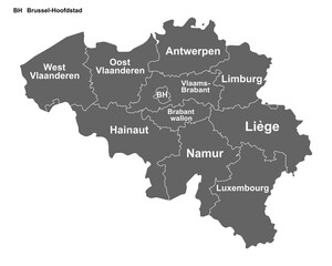 Landkarte von Belgien mit Provinzen