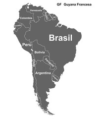 Landkarte von Südamerika mit allen Ländern