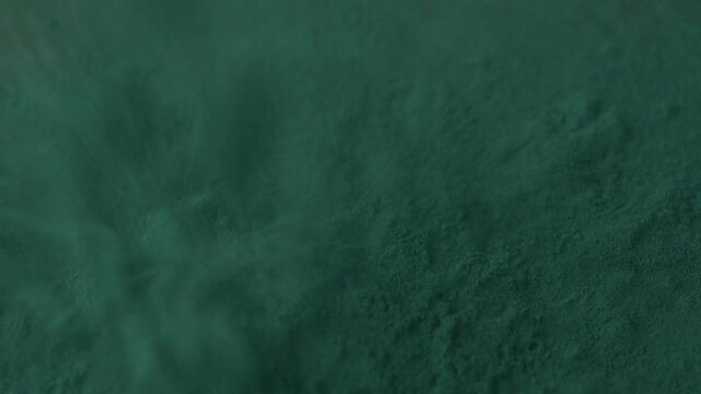 Superfood spirulina powder view from the top