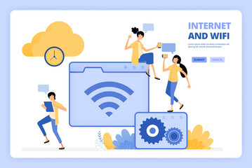 People love to use internet and wifi. Cloud storage with fast bandwidth. People access the internet. Designed for landing page, banner, website, web, poster, mobile apps, homepage, flyer, brochure