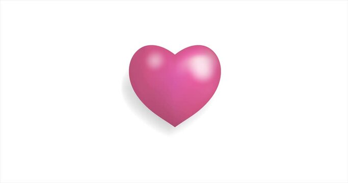3D Pink heart beating. On white background for Valentines day concept. The 14th of February.
