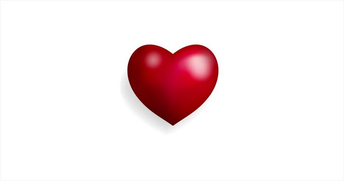 3D Red heart beating. On white background for Valentines day concept. The 14th of February.