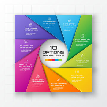 Business infographics template 10 steps with square,Element for design invitations,Vector illustration.