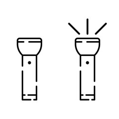 Flashlight vector icon. Outline flashlight icons in flat style. Vector illustration for web design.