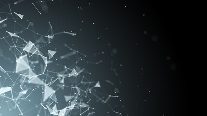 Fototapeta premium Abstract background with moving dots and lines. Network connection structure. Futuristic illustration. Digital technology design. 3d rendering.