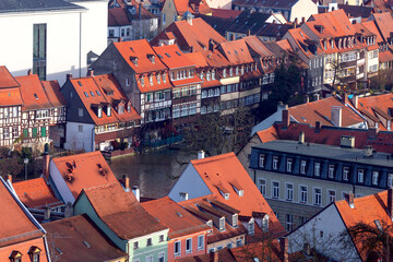 Fototapeta na wymiar Bamberg. Aerial city view in the evening.