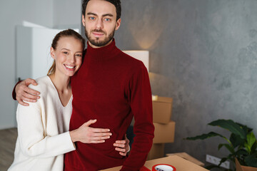 Portrait of a smiling couple moving together